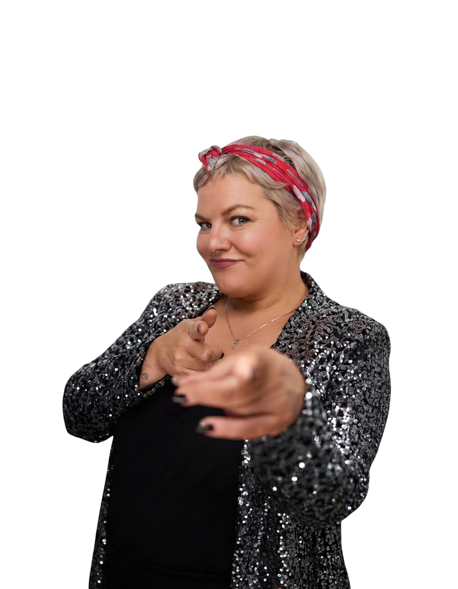 Promotional portrait of the comedian